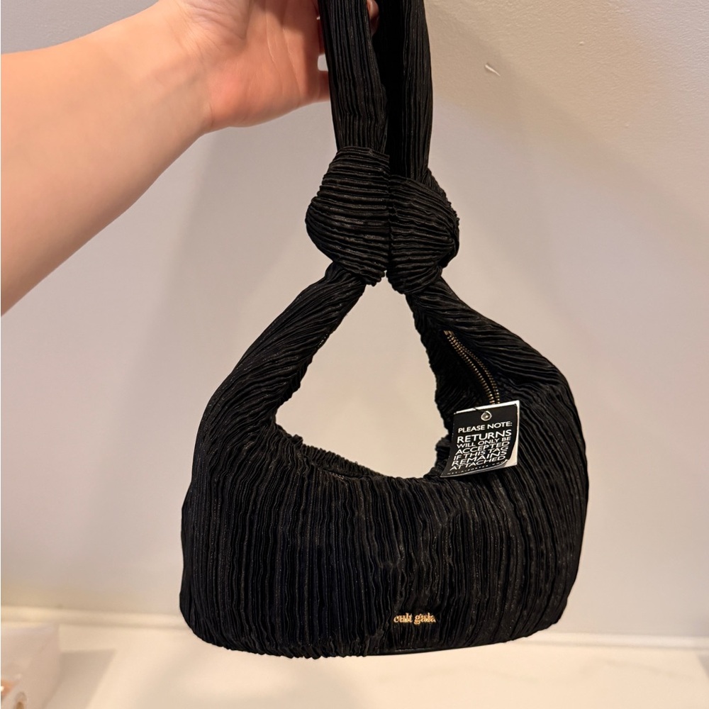 Cult Gaia Mina Knotted Satin Pleated Shoulder Bag NWT Net-A-Porter - Picture 2 of 9